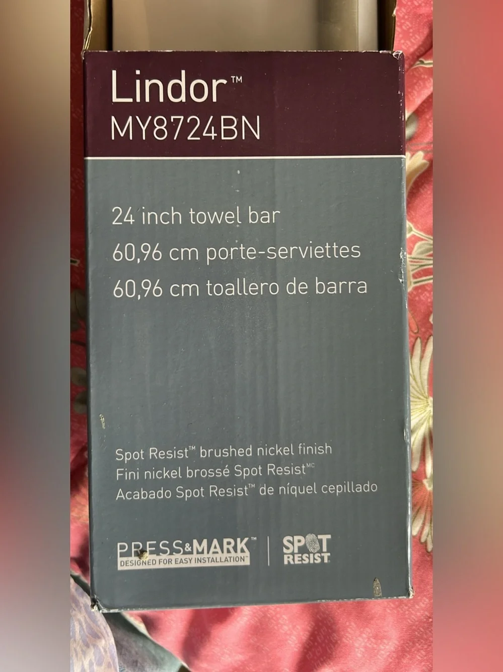 Moen Lindor 24-inch Towel Bar in Brushed Nickel Spot-Free Finish